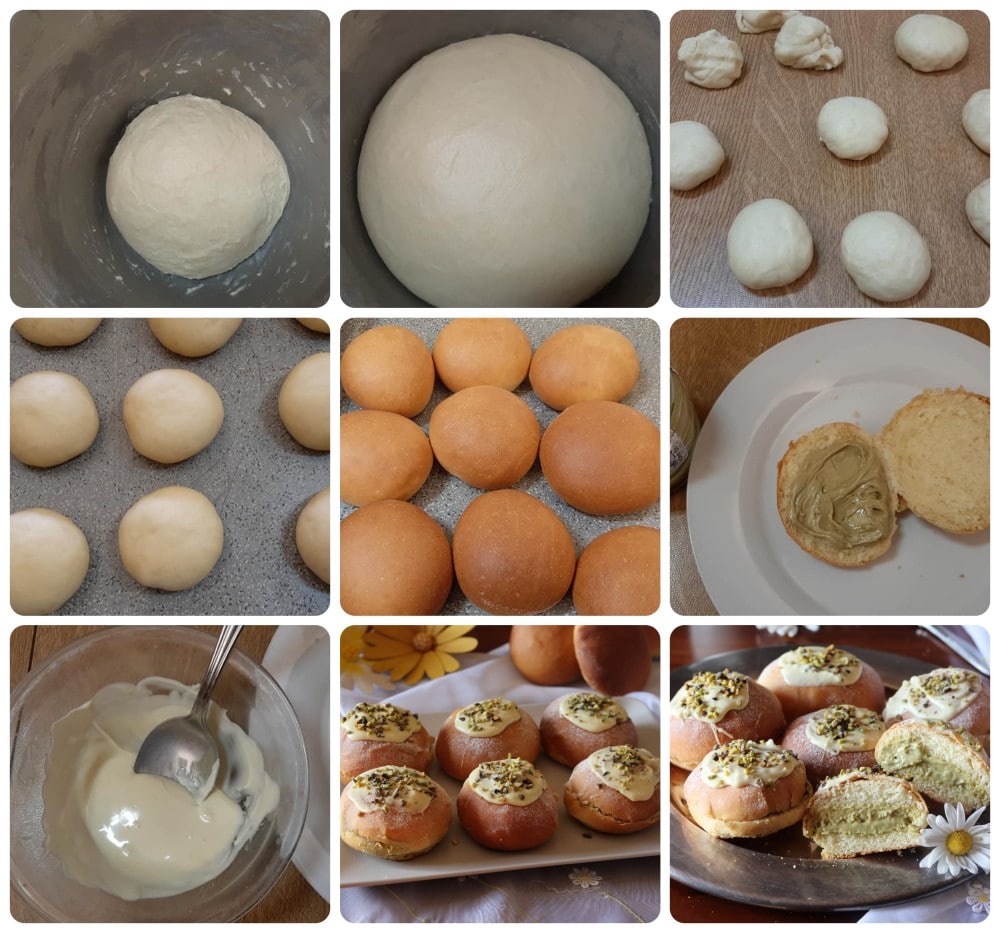 Brioche mit Pistaziencreme und weißer Schokolade