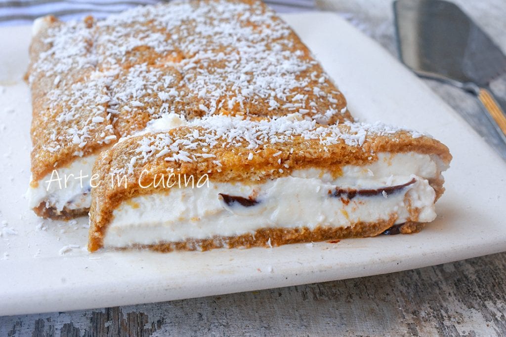 Kaltes Dessert mit Pavesini, Ricotta und Kokosnuss