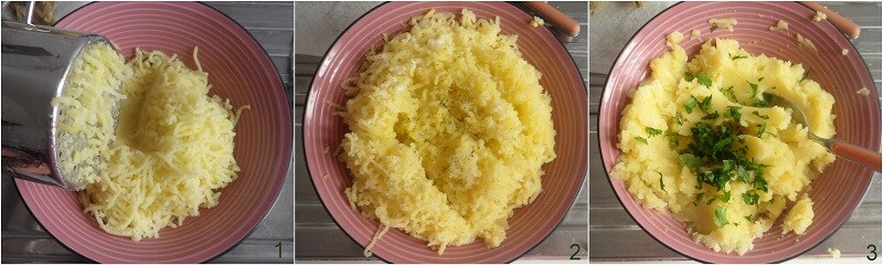 Kartoffeln kochen für den Kuchen in der Pfanne