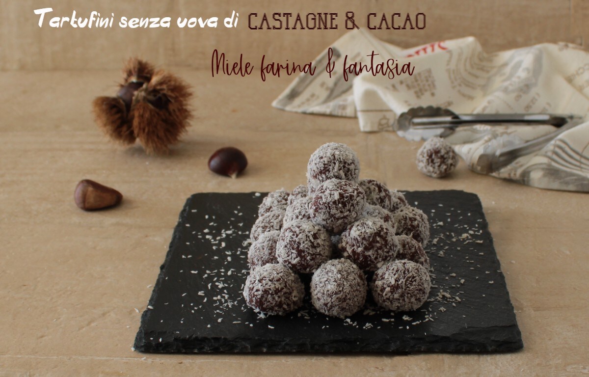 Kastanien-Pralinen mit Kakao und Kokos