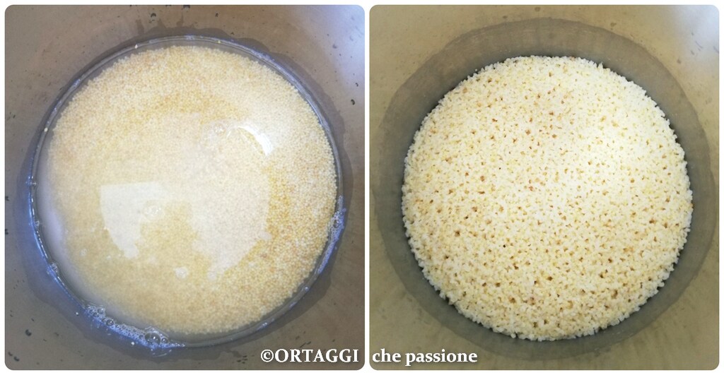 Kochen durch Absorption von Hirse