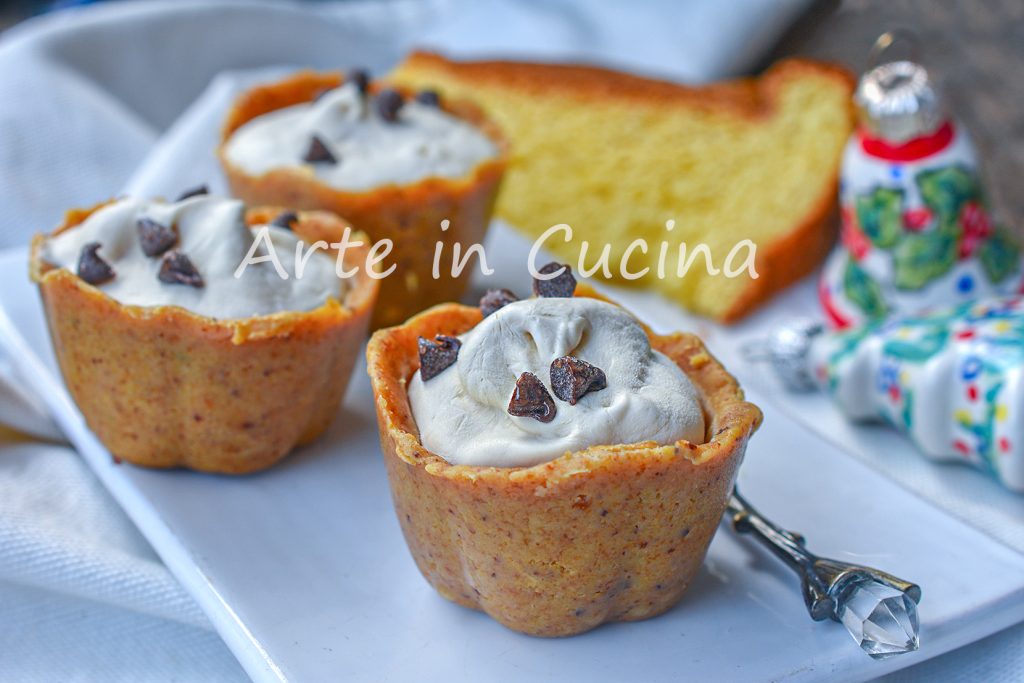 Pandoro-Körbchen mit Tiramisù schnelle Gebäckstücke