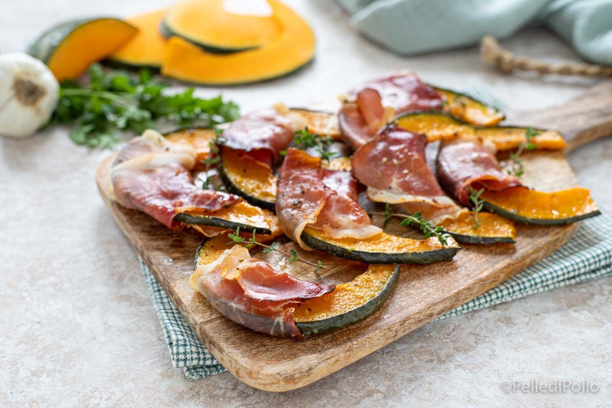 Kürbis mit Speck im Ofen