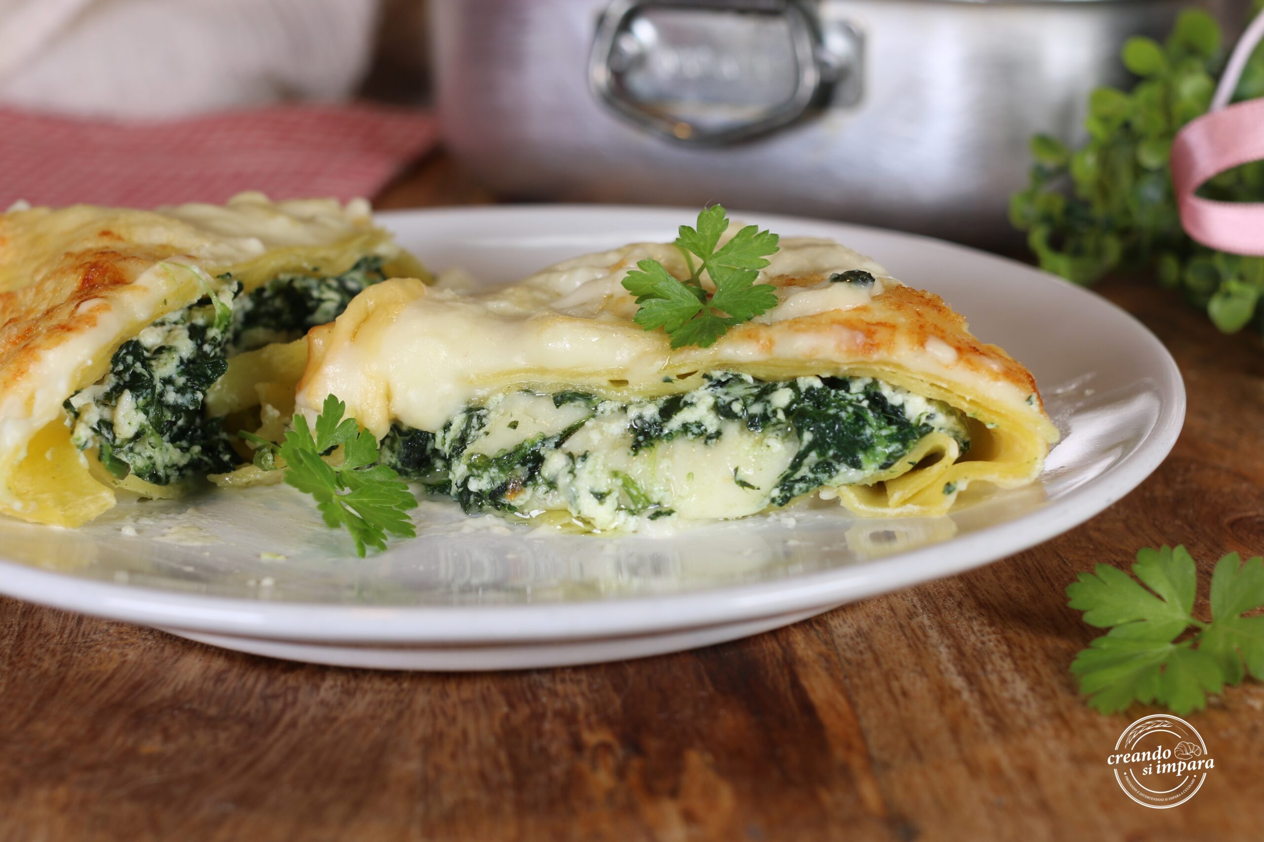 Lasagnapäckchen mit Ricotta und Spinat