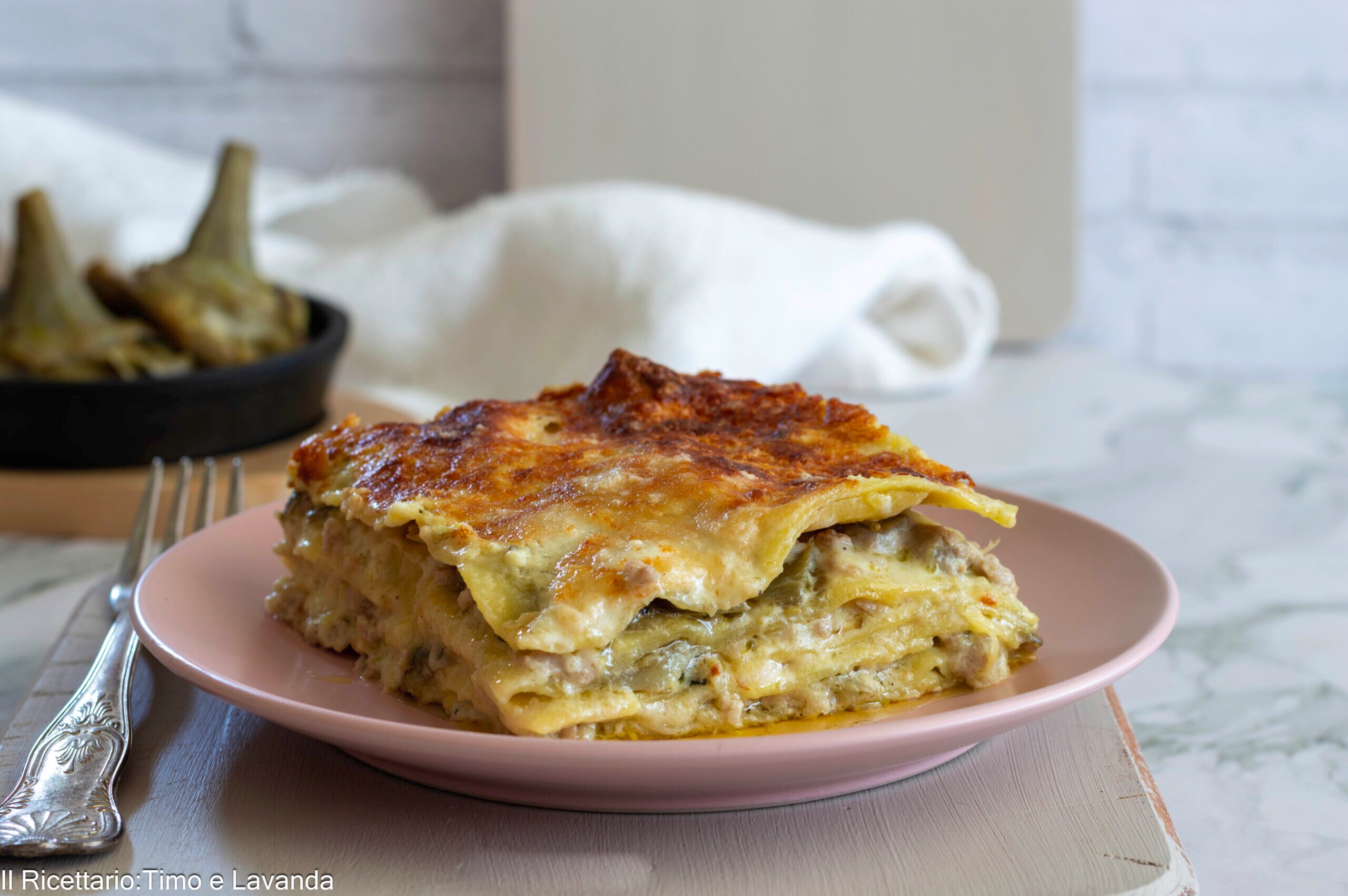 Lasagne mit Artischocken und Robiola