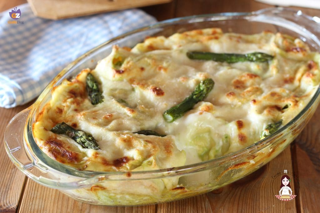 Lasagne-Schnecken mit Spargeln