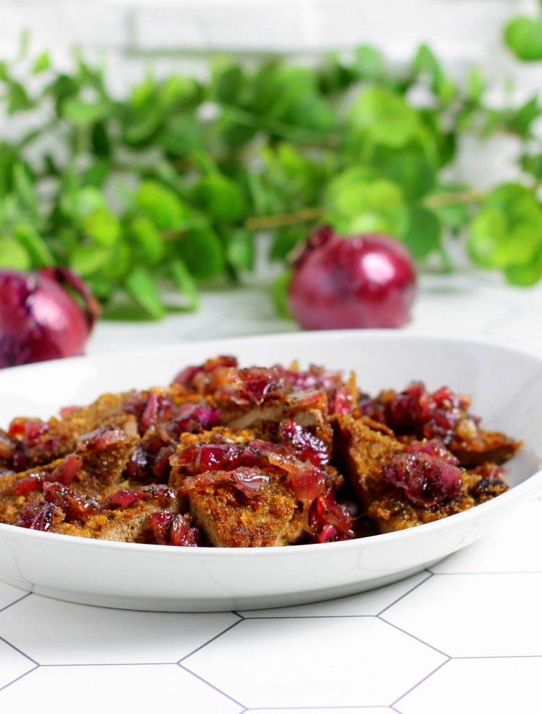 Panierte Leber mit süß-sauren Zwiebeln