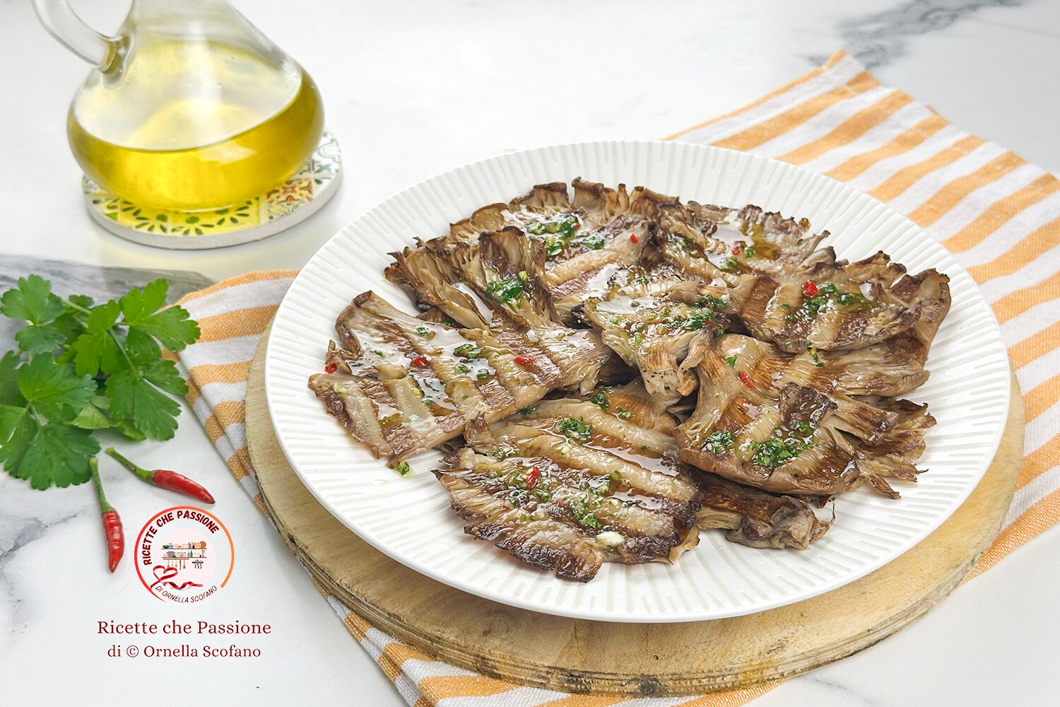 Marinierte gegrillte Austernpilze