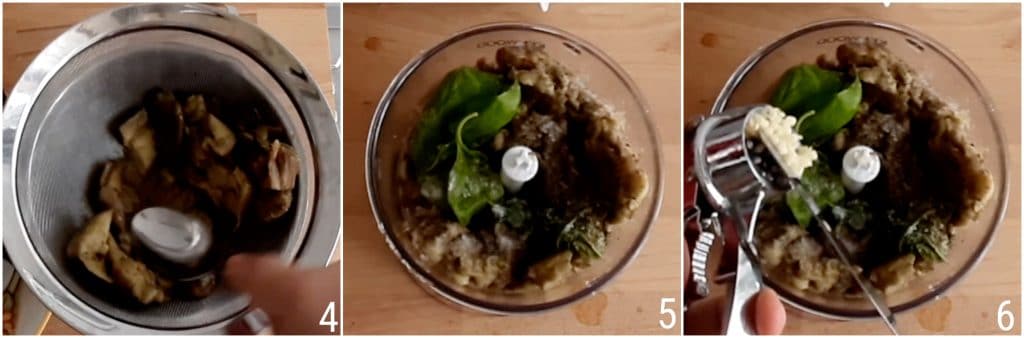 Melanzanentorte mit Schinken und Mozzarella, Rezept Torte mit püriertem Melanzanenfleisch, il chicco di mais 2 Melanzanenfleisch pürieren