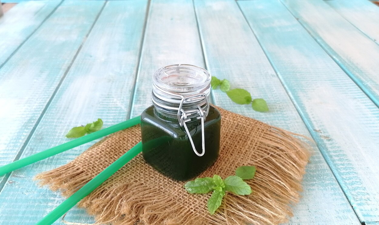 ZUHAUSE GEMACHTES MINZESIRUP ohne Farbstoffe