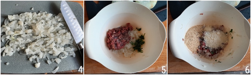 mit Fleisch gefüllte Zwiebeln aus dem Ofen, einfaches und schmackhaftes Rezept mit flachen Zwiebeln, der Maiskorn 2 Füllung zubereiten