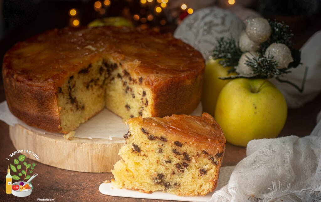 Kuchen mit Äpfeln, Schokolade und Mascarpone