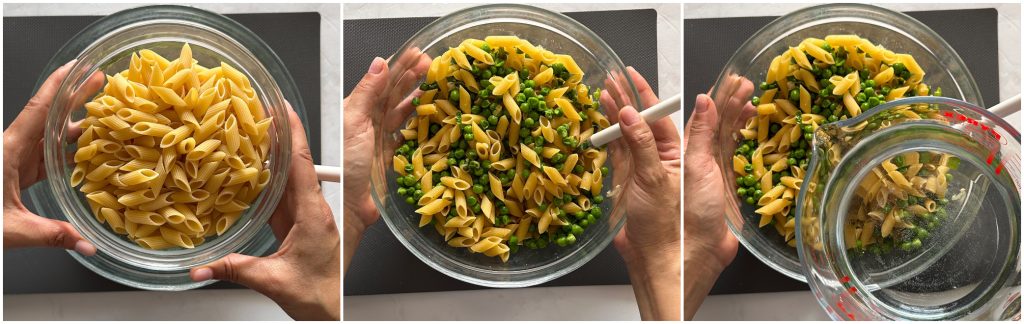 Im Mikrowellenofen überbackene Pasta