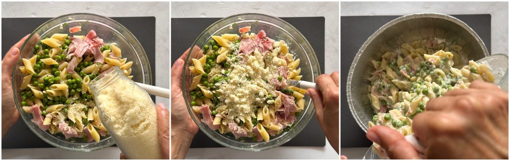Im Mikrowellenofen überbackene Pasta