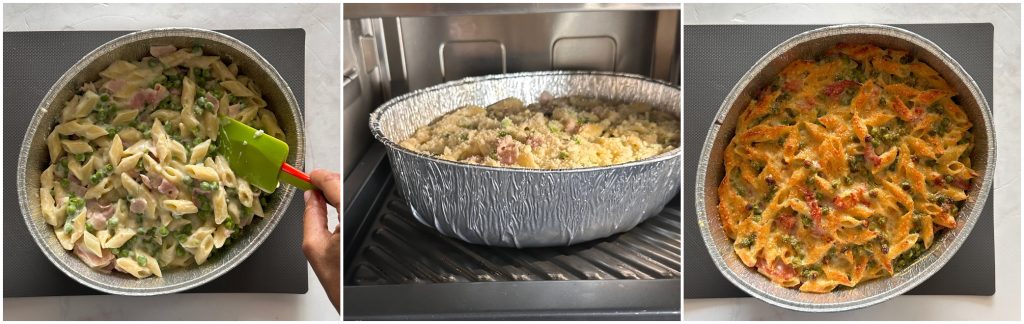 Im Mikrowellenofen überbackene Pasta