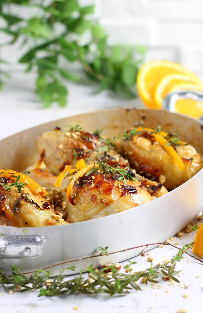 Geröstetes Hähnchen mit Honig und Haselnüssen