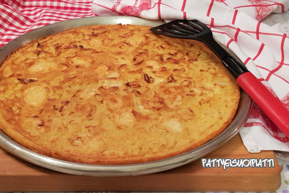 farinata mit Frühlingszwiebeln und Stracchino