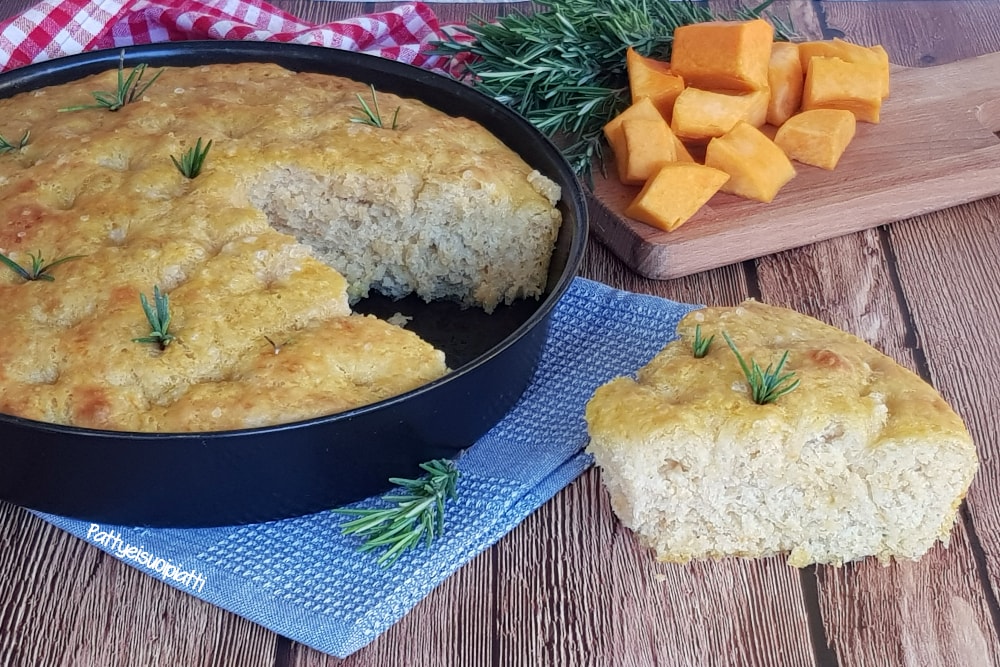 focaccia Kürbis und Kartoffeln