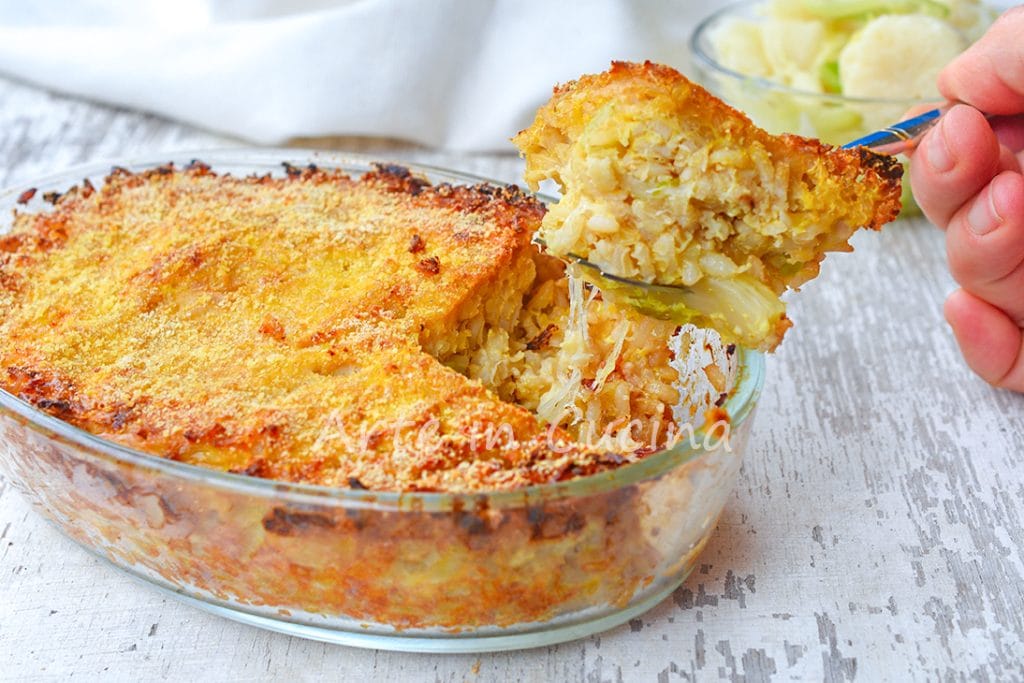 Reis und Blumenkohl gratiniert im Ofen leichtes Rezept