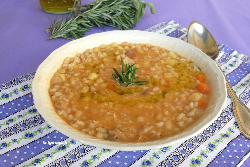 gersten- und cannellini-bohnensuppe