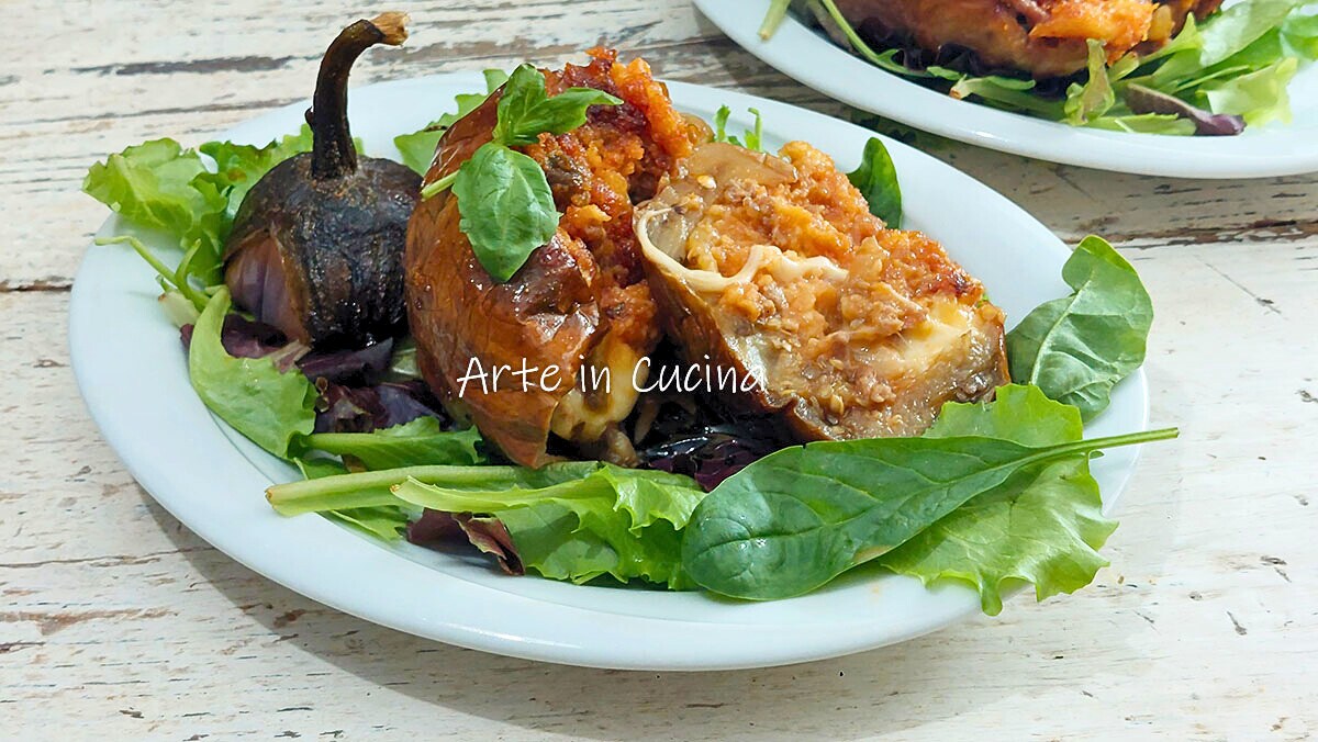 RUNDE AUBERGINEN GEFÜLLT mit FLEISCH