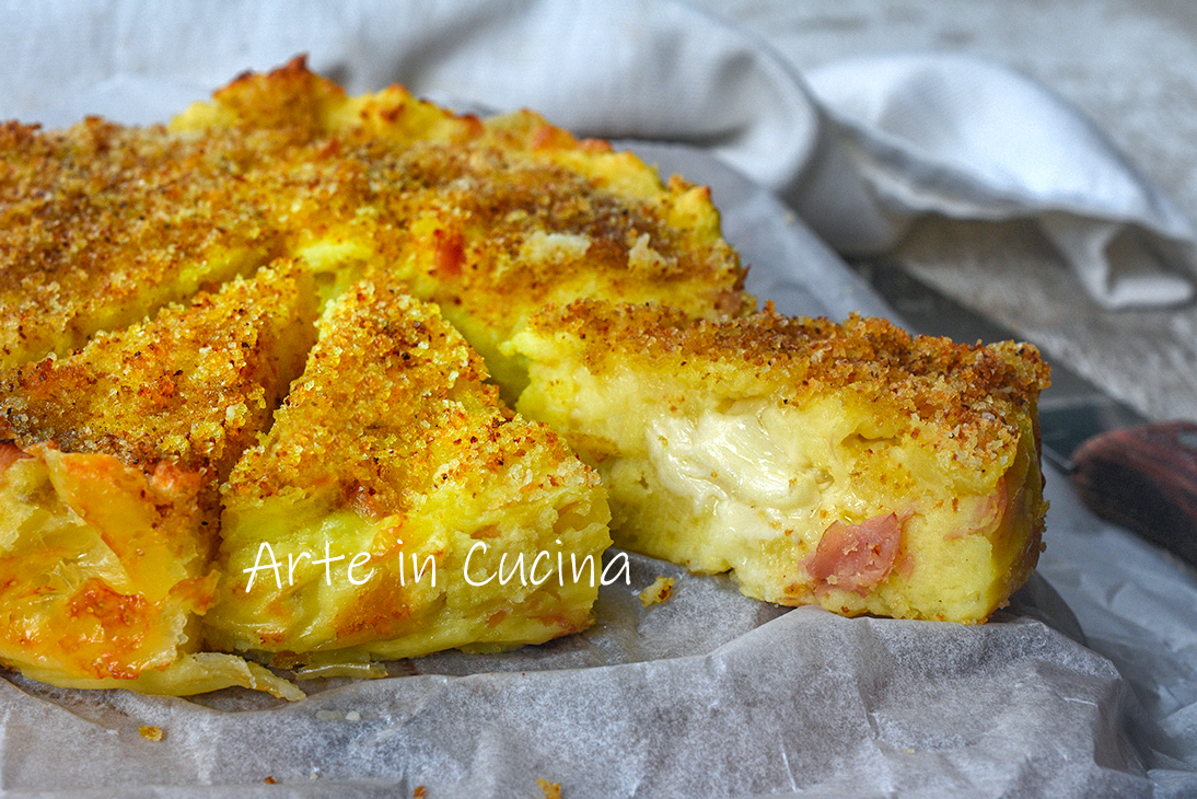 Schneller Kartoffelauflauf mit Schinken und Provola