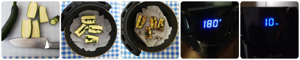 schachbrett-zucchini in der Heißluftfritteuse.