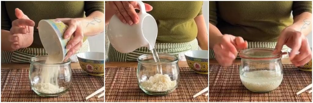 Sushi-Reis im Glas gekocht