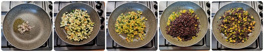 Schwarzer Reis mit Kichererbsen und Zucchini