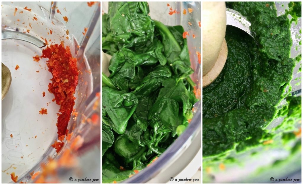 getrocknete Tomaten und Blattspinat
