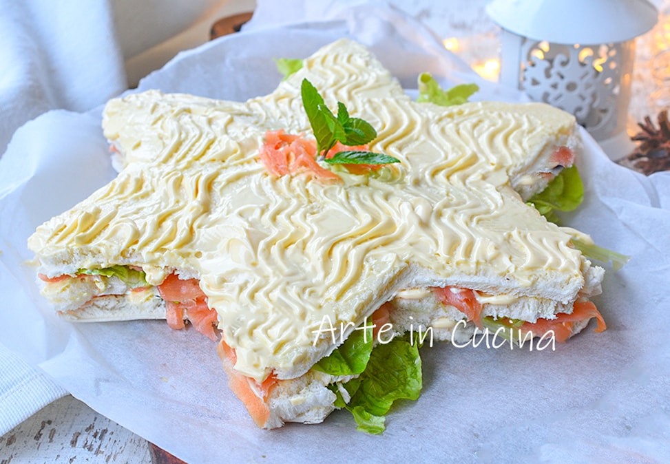 Stern aus Sandwiches mit Lachs schnelle Vorspeise