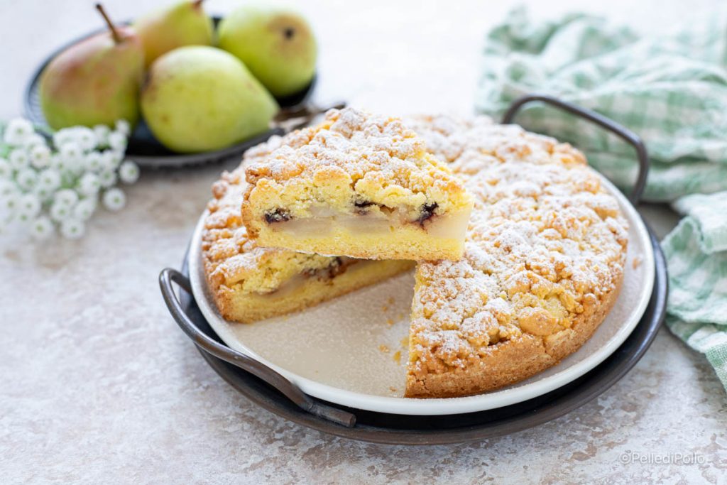 streuselkuchen mit birnen und schokolade
