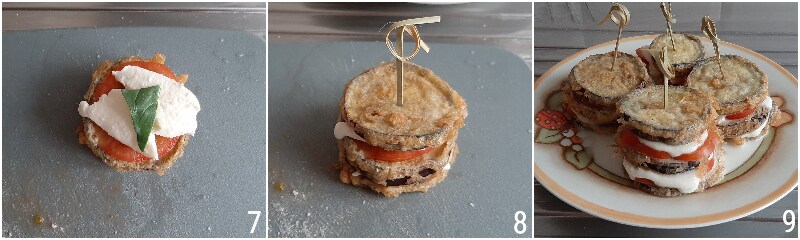 Türmchen aus gefüllten Auberginen mit Tomaten und Mozzarella Club-Sandwich aus Auberginen 3 im Ofen oder in der Mikrowelle kochen