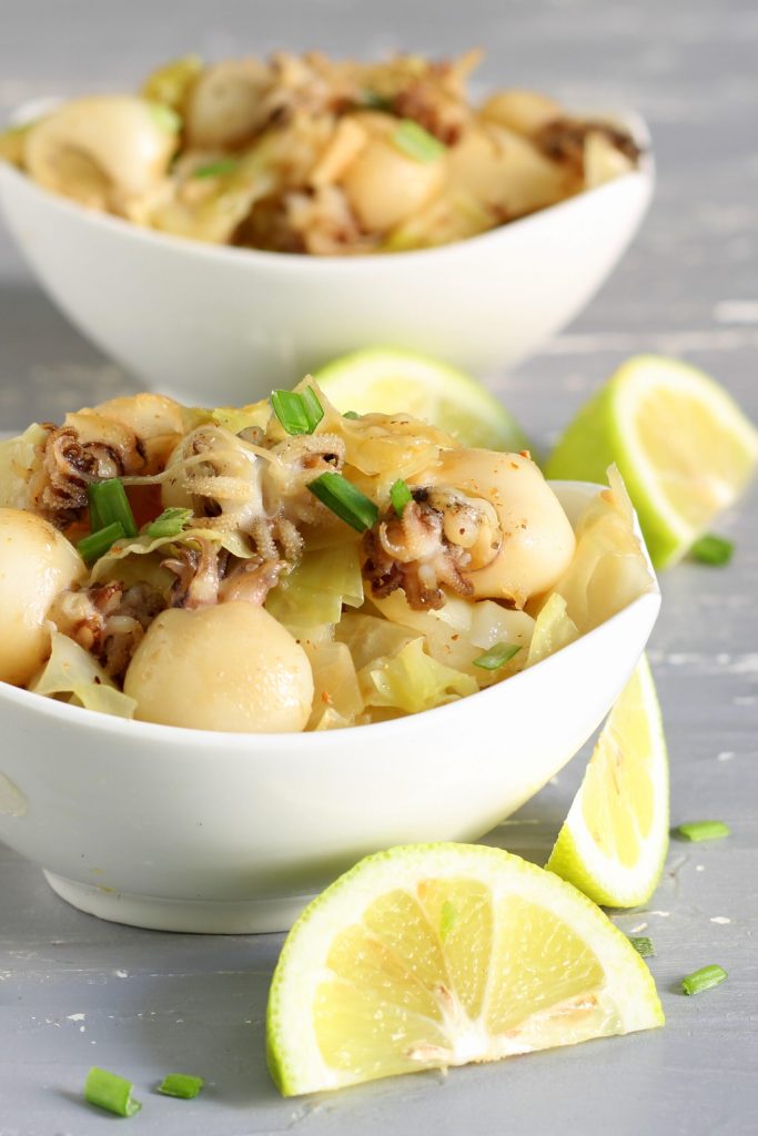 Sepien mit Weißkohl