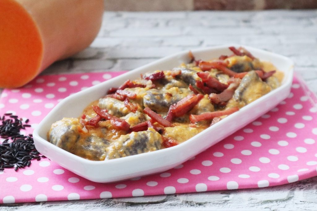 Venere-Reis-Gnocchi mit Kürbiscreme
