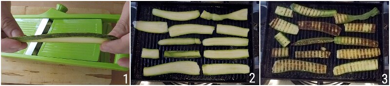 Weiße Zucchini-Parmesan-Rezept, Auflauf aus gegrillten Zucchini und Ei ohne Tomate mit Käse, der Maiskern, 1 grillen Zucchini
