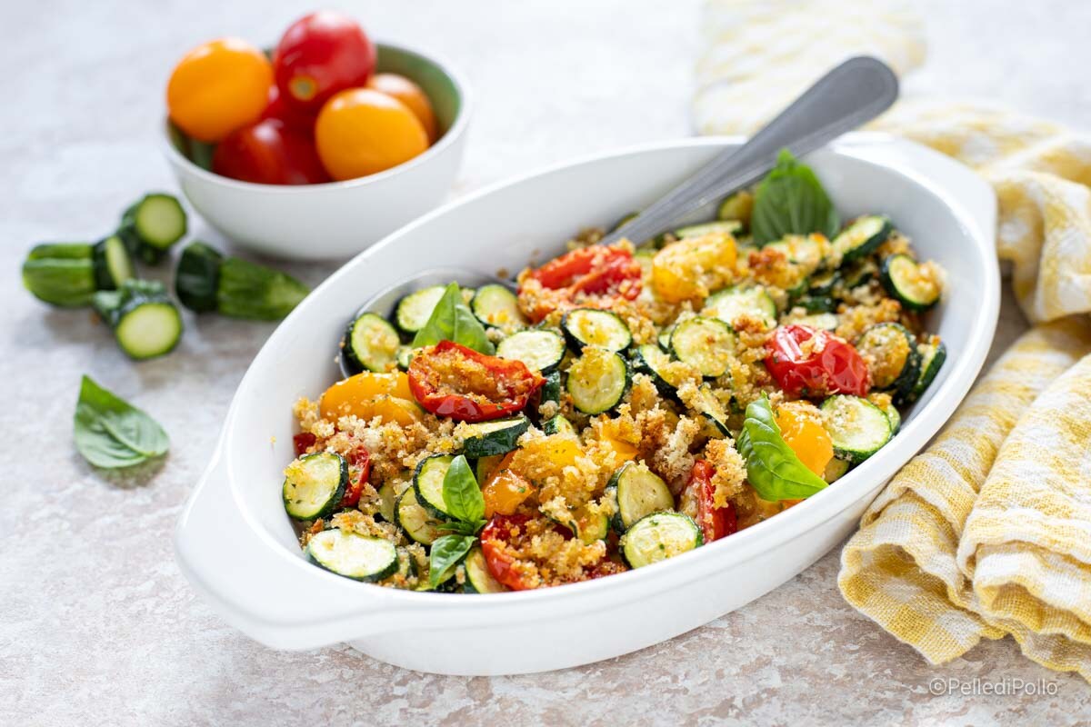 Gratinierte Zucchini und Kirschtomaten