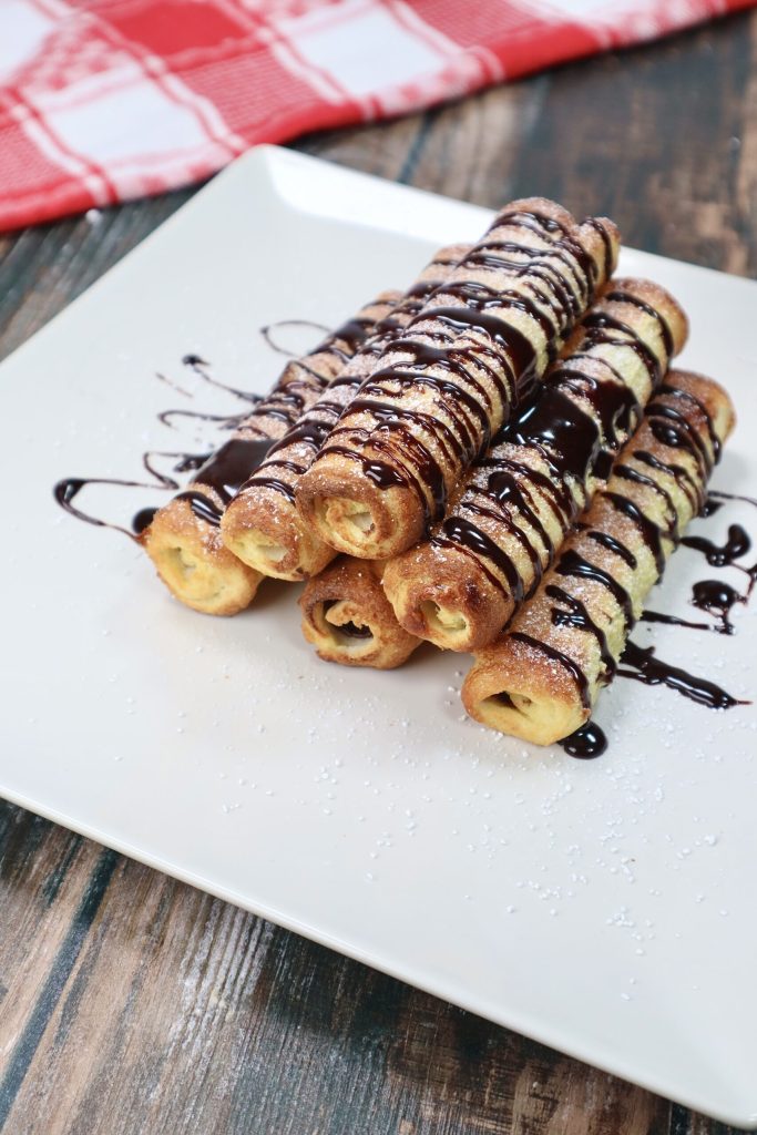 French Toast Roll-ups mit Nutella ohne Öl und Butter in der Heißluftfritteuse