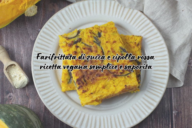 Kürbis und rote Zwiebel Farifrittata: einfaches und schmackhaftes veganes Rezept