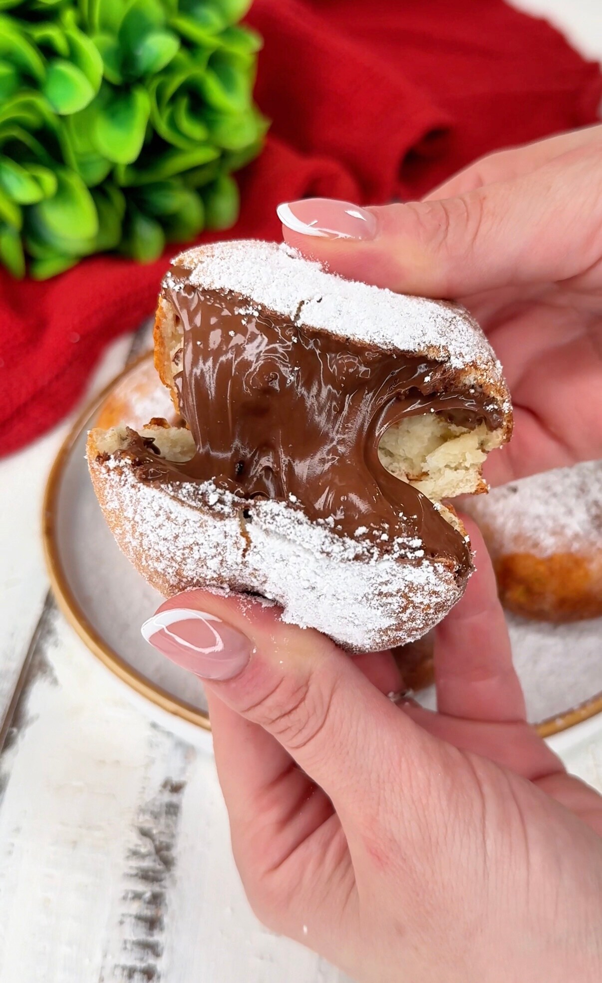 Gefüllte Bomboloni mit Haselnusscreme OHNE Gärung – in der Heißluftfritteuse oder im Ofen gebacken