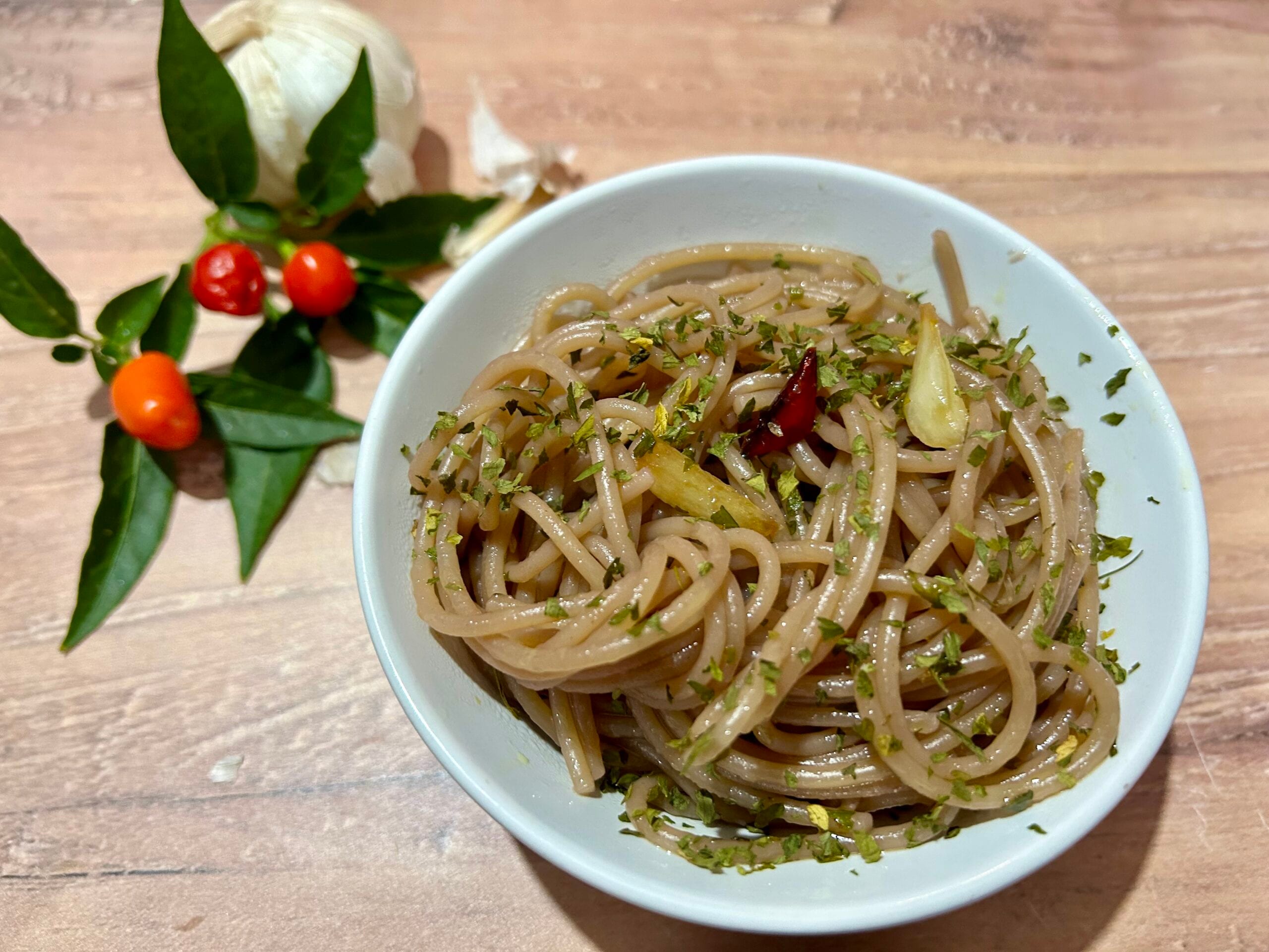 Spaghetti mit Rotwein