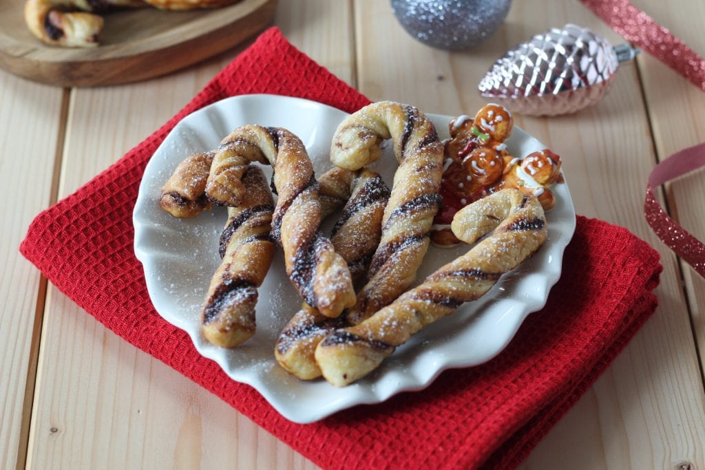 Blätterteig-Candy Cane mit Nutella