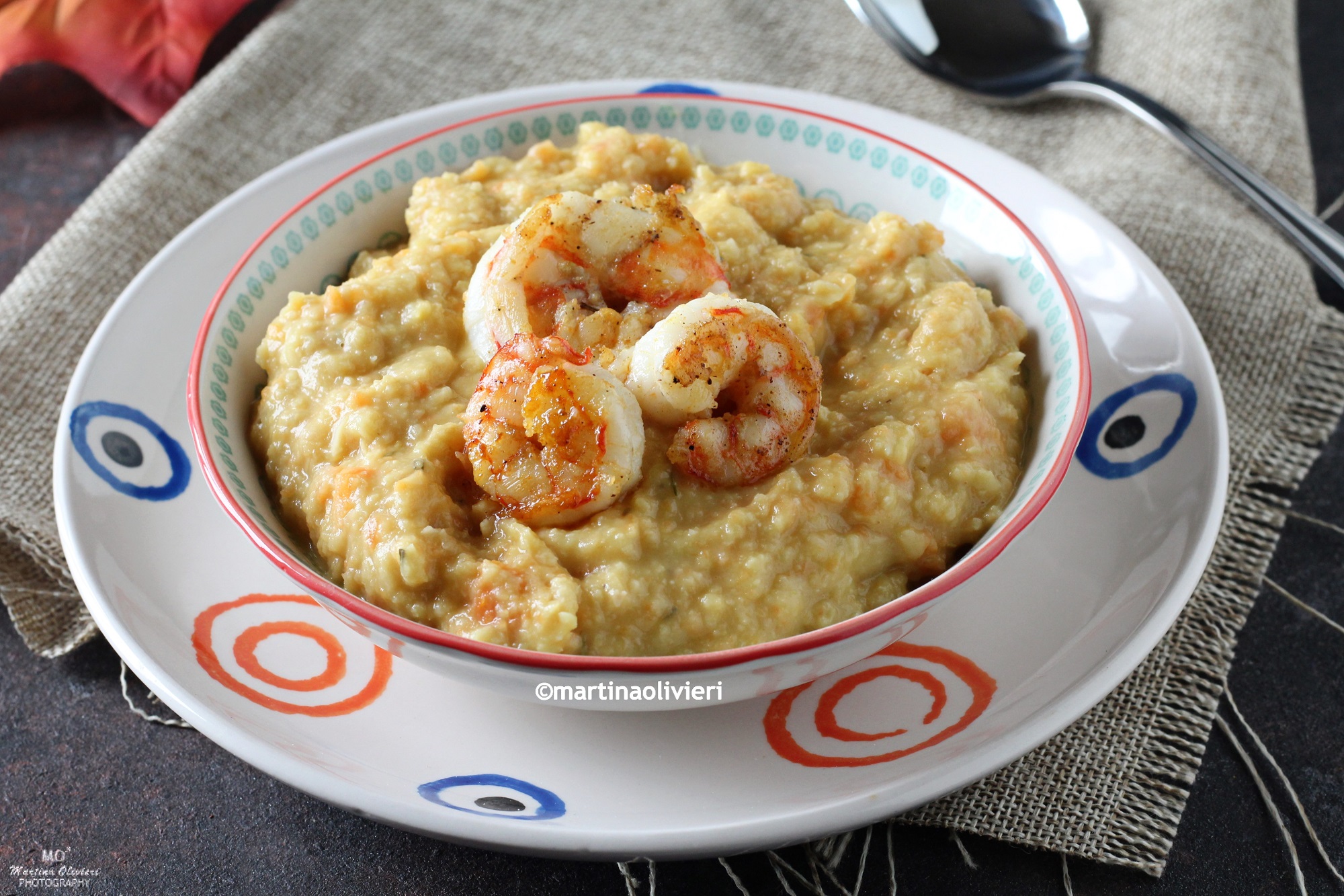 Kichererbsensuppe mit Garnelen