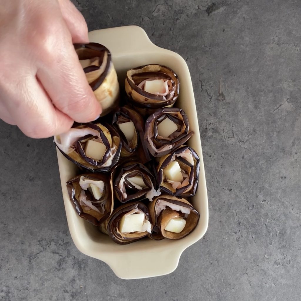 Räumlinge mit gegrillten Auberginen