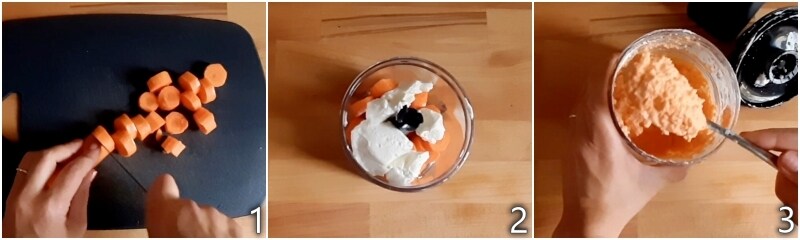 a. frullare le carote con lo yogurt greco