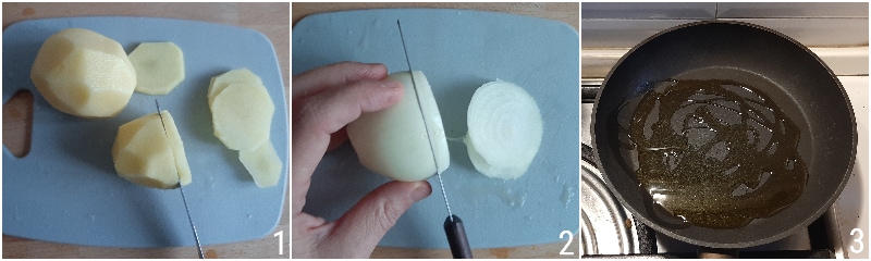 Blätterteig mit Kartoffeln, Zwiebeln und Speck Rezept salziger Kuchen mit Blätterteig Eiern Kartoffeln in der Pfanne leckerer Speck il chicco di mais 1