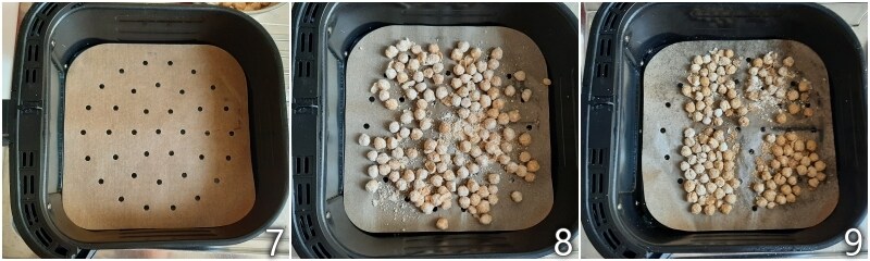 c, gewürzte Kichererbsen in der Heißluftfritteuse kochen