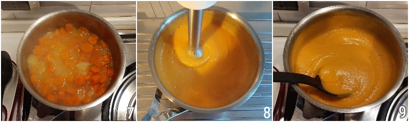 dichte cremige geschmackvolle Karotten- und Kartoffelcremesuppe gesunde Rezeptidee von il chicco di mais 3 pürieren