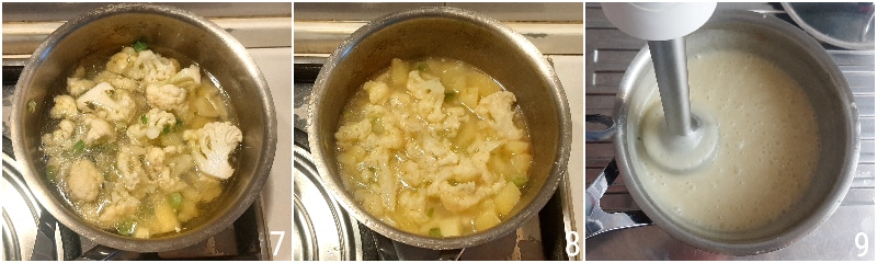 dicke cremige Blumenkohl-Kartoffel-Creme leichte weiße Blumenkohl-Creme gesunde Abendessen der Maiskorn 3 pürieren