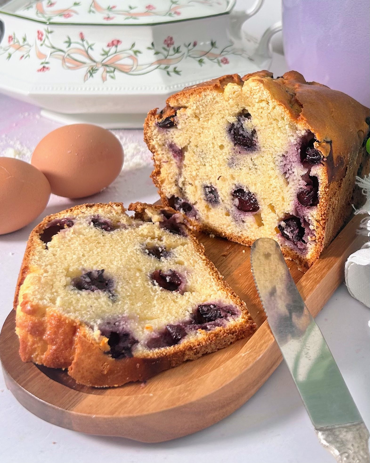 Dinkelkuchen (mit Kokos und Heidelbeeren)